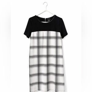 Jules & Leopold Colorblock Shift Dress Black White Grid Size Large